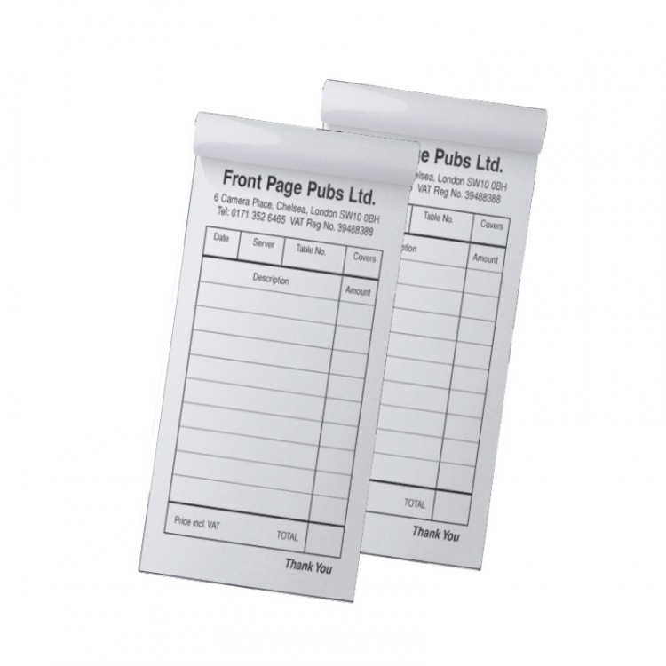 Personalised Order Pads for Restaurants & TakeawaysPrinted Duplicate DL NCR 